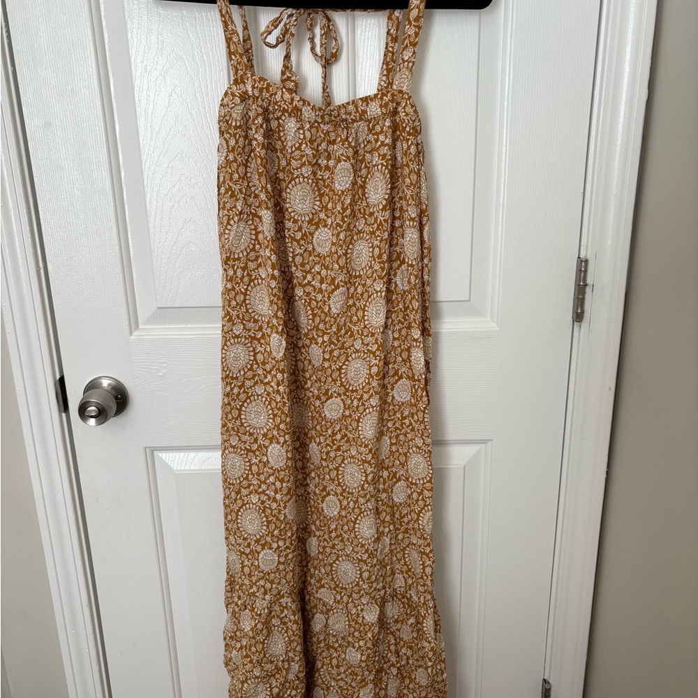 Old Navy White and Yellow Maxi Dress with Adjustable Straps